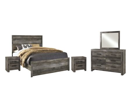 Wynnlow Queen Panel Bed with Mirrored Dresser and 2 Nightstands in Gray Hot on Sale