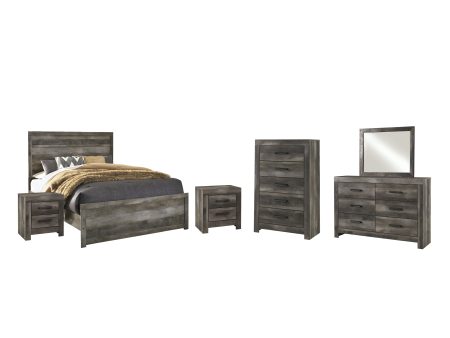 Wynnlow Queen Panel Bed with Mirrored Dresser, Chest and 2 Nightstands in Gray Hot on Sale