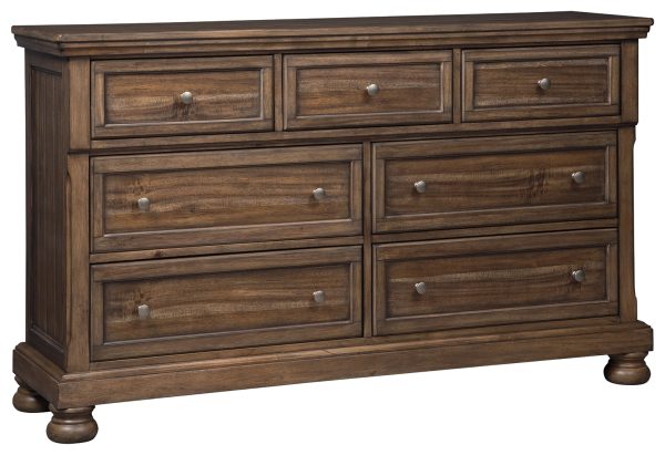 Flynnter King Panel Bed with Dresser in Medium Brown Supply