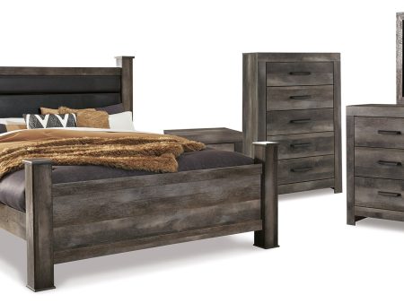 Wynnlow King Poster Bed with Mirrored Dresser and 2 Nightstands in Gray Supply