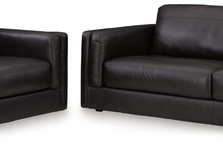 Amiata Sofa and Loveseat in Onyx For Discount