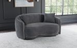 Brookside Velvet Upholstered Curved Loveseat Dark Grey Online Hot Sale