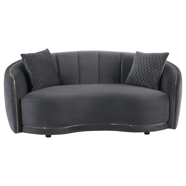 Brookside Velvet Upholstered Curved Loveseat Dark Grey Online Hot Sale