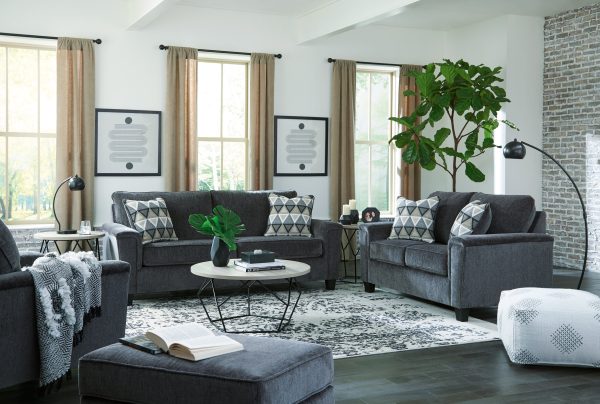 Abinger Sofa, Loveseat, Chair and Ottoman in Smoke For Sale