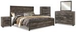 Wynnlow King Panel Bed with Mirrored Dresser, Chest and Nightstand in Gray Online Hot Sale