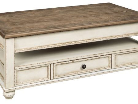 Realyn Coffee Table with 2 End Tables in White Brown For Cheap