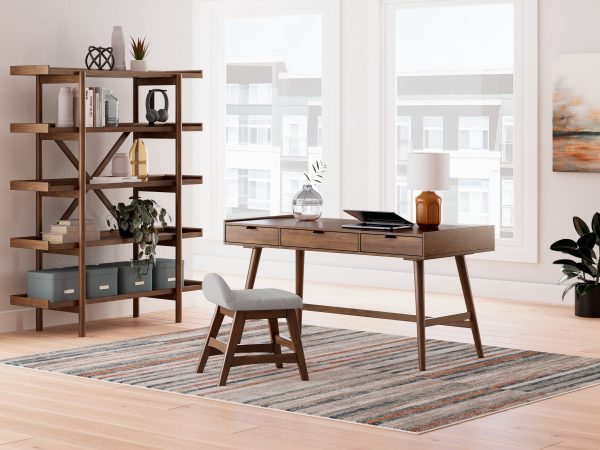 Lyncott Home Office Desk with Chair and Storage in Brown Supply