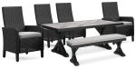 Beachcroft Outdoor Dining Table and 4 Chairs and Bench in Black Light Gray Online now