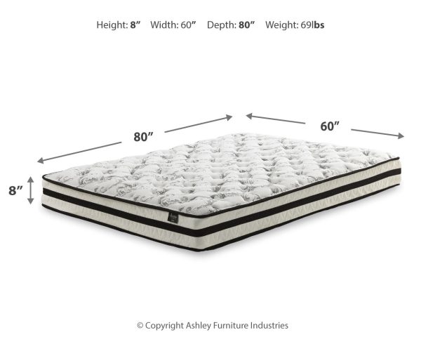 8 Inch Chime Innerspring Mattress with Adjustable Base in White For Sale