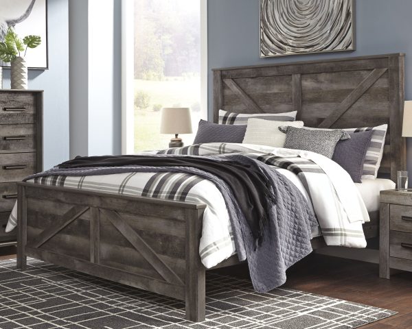 Wynnlow King Crossbuck Panel Bed with Dresser in Gray Hot on Sale