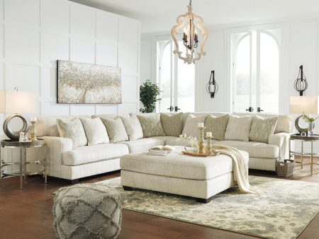 Rawcliffe Parchment 3-Piece Sectional with Ottoman on Sale