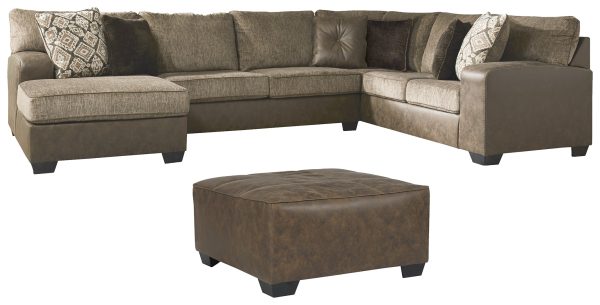 Abalone 3-Piece Sectional with Ottoman in Chocolate Hot on Sale