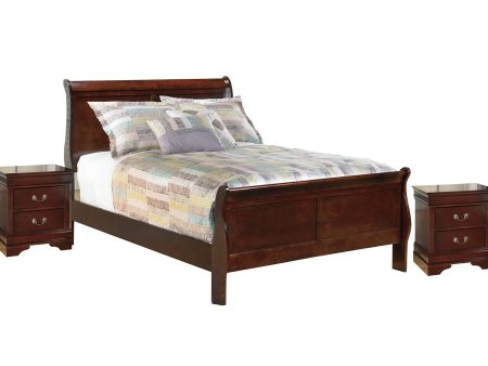 Alisdair Full Sleigh Bed with 2 Nightstands in Reddish Brown Discount