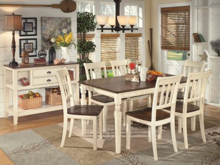 Whitesburg Brown Cottage White Dining Table and 6 Chairs with Server Online Sale