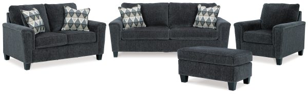 Abinger Sofa, Loveseat, Chair and Ottoman in Smoke For Sale