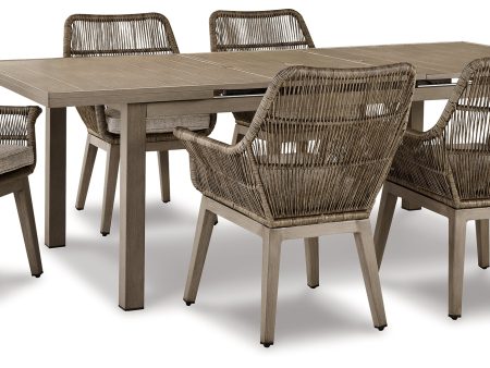 Beach Front Outdoor Dining Table and 6 Chairs in Beige on Sale