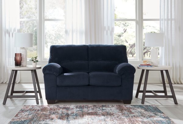 SimpleJoy Navy Loveseat For Cheap