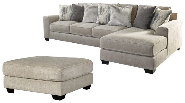 Ardsley 2-Piece Sectional with Ottoman in Pewter Supply