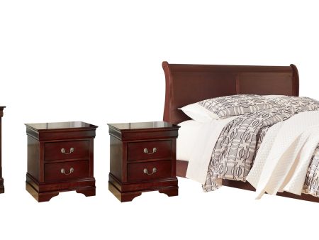 Alisdair Queen Sleigh Bed with Mirrored Dresser and 2 Nightstands in Reddish Brown Hot on Sale