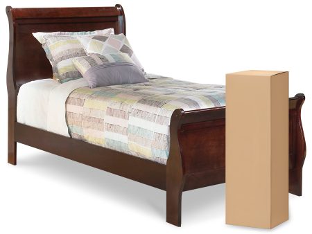 Alisdair Twin Sleigh Bed with Mattress in Reddish Brown Hot on Sale