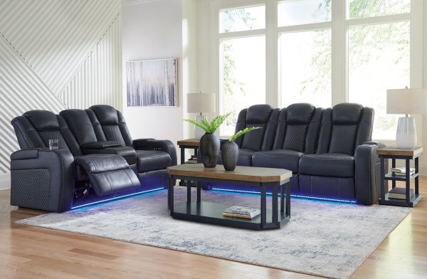 Fyne-Dyme Sofa, Loveseat and Recliner in Sapphire Discount