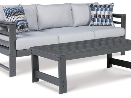 Amora Outdoor Sofa with Coffee Table in Charcoal Gray Online Sale