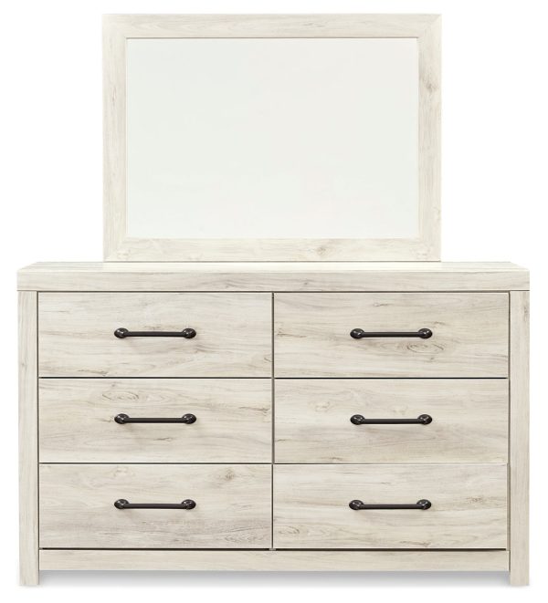 Cambeck King Panel Bed with Mirrored Dresser, Chest and 2 Nightstands in Whitewash on Sale