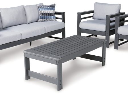 Amora Outdoor Sofa and 2 Chairs with Coffee Table in Charcoal Gray Online