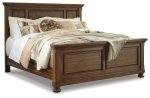 Flynnter California King Panel Bed with Mirrored Dresser in Medium Brown Cheap