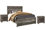 Wynnlow Queen Panel Bed with 2 Nightstands in Gray For Discount