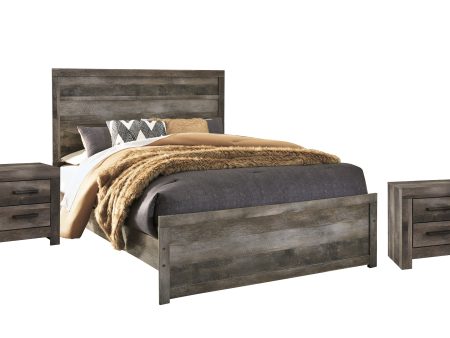 Wynnlow Queen Panel Bed with 2 Nightstands in Gray For Discount