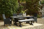 Beachcroft Outdoor Dining Table and 4 Chairs and Bench in Black Light Gray Online now