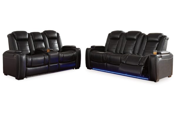 Party Time Midnight Reclining Sofa and Loveseat For Cheap