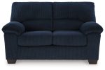 SimpleJoy Navy Loveseat For Cheap