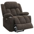 Houston Upholstered Power Lift Recliner Chair Dark Brown Discount