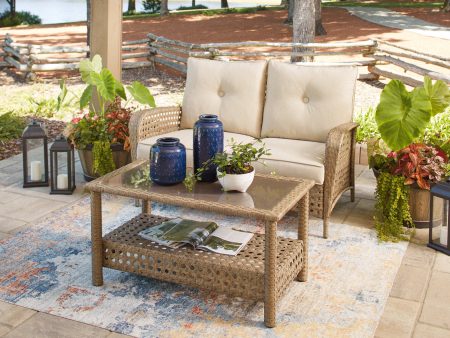 Braylee Driftwood Outdoor Loveseat with Table Online