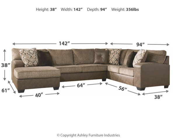 Abalone 3-Piece Sectional with Ottoman in Chocolate Hot on Sale