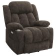 Houston Upholstered Power Lift Recliner Chair Dark Brown Discount