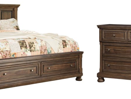 Flynnter California King Panel Bed with 2 Storage Drawers with Dresser in Medium Brown Sale