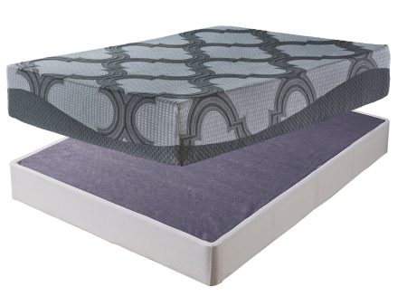 12 Inch Ashley Hybrid Mattress with Foundation in Gray Supply