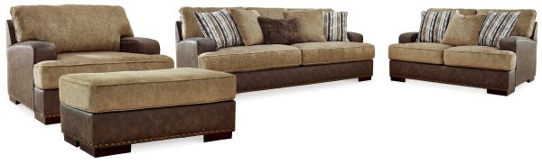 Alesbury Sofa, Loveseat, Chair and Ottoman in Chocolate Sale