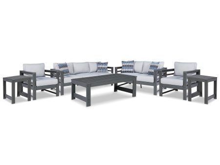 Amora Outdoor Sofa, Loveseat and 2 Lounge Chairs with Coffee Table and 2 End Tables in Charcoal Gray Online