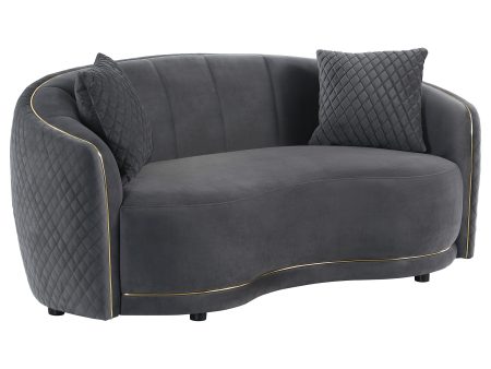 Brookside Velvet Upholstered Curved Loveseat Dark Grey Online Hot Sale