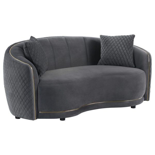 Brookside Velvet Upholstered Curved Loveseat Dark Grey Online Hot Sale