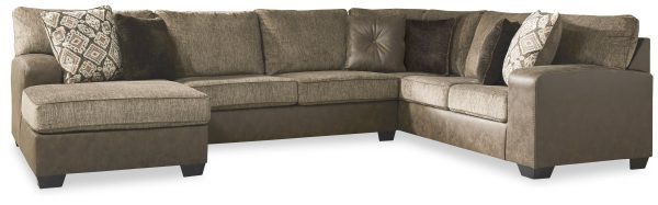 Abalone 3-Piece Sectional with Ottoman in Chocolate Hot on Sale