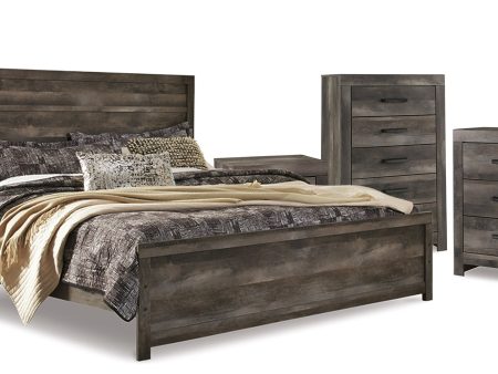 Wynnlow King Panel Bed with Mirrored Dresser, Chest and 2 Nightstands in Gray on Sale