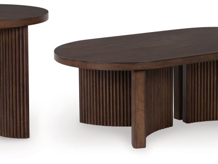 Korestone Coffee Table with 1 End Table in Dark Brown For Sale