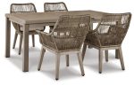 Beach Front Outdoor Dining Table and 4 Chairs in Beige on Sale