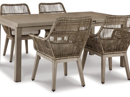 Beach Front Outdoor Dining Table and 4 Chairs in Beige on Sale