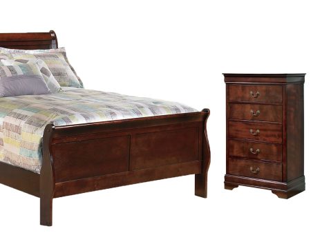 Alisdair Full Sleigh Bed with Mirrored Dresser, Chest and Nightstand in Reddish Brown Sale